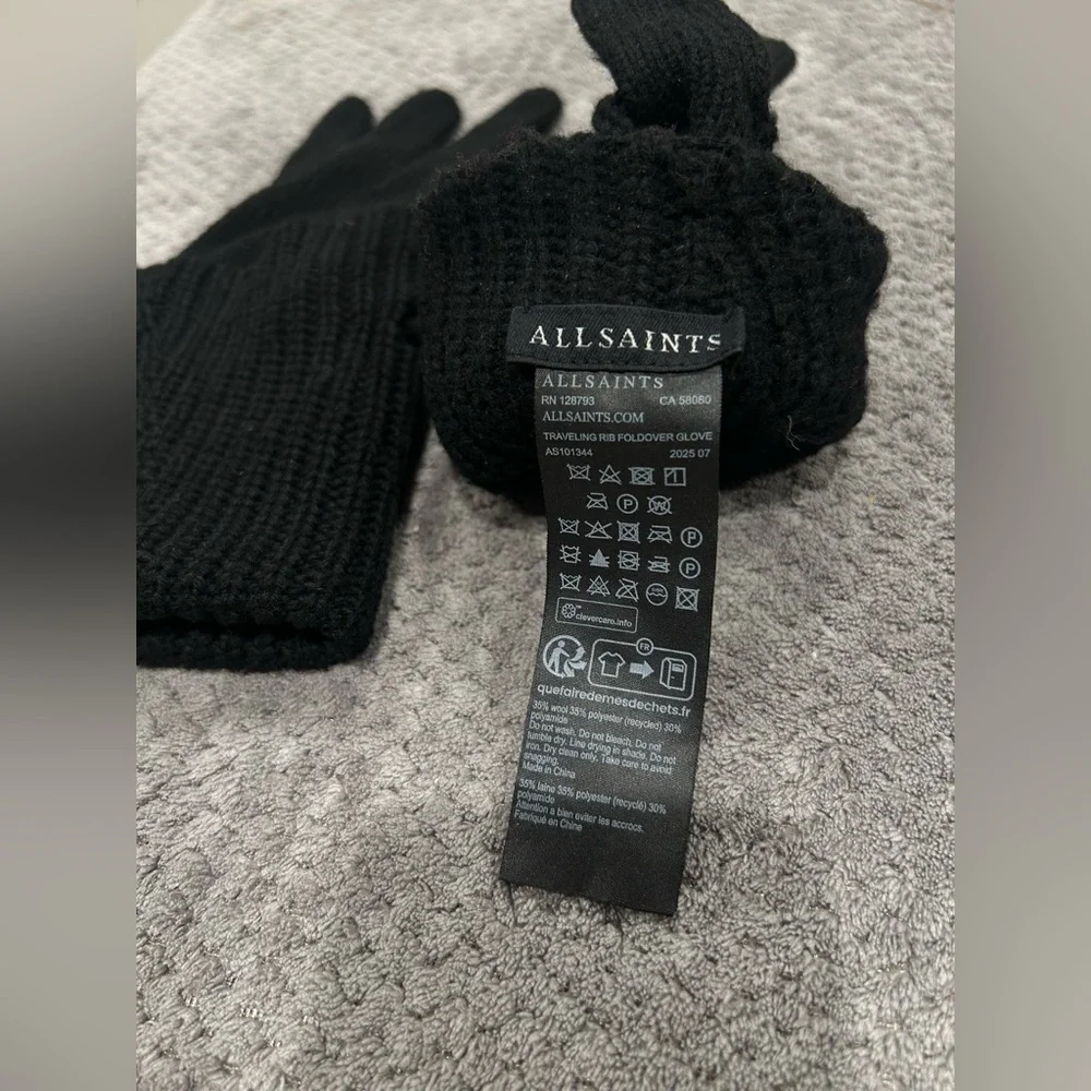 Allsaints Traveling Rib Foldover Gloves black  $59 new